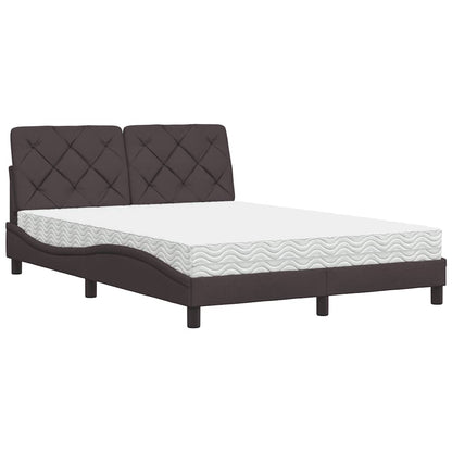 Letto con Materasso Marrone Scuro 140x190cm Tessuto