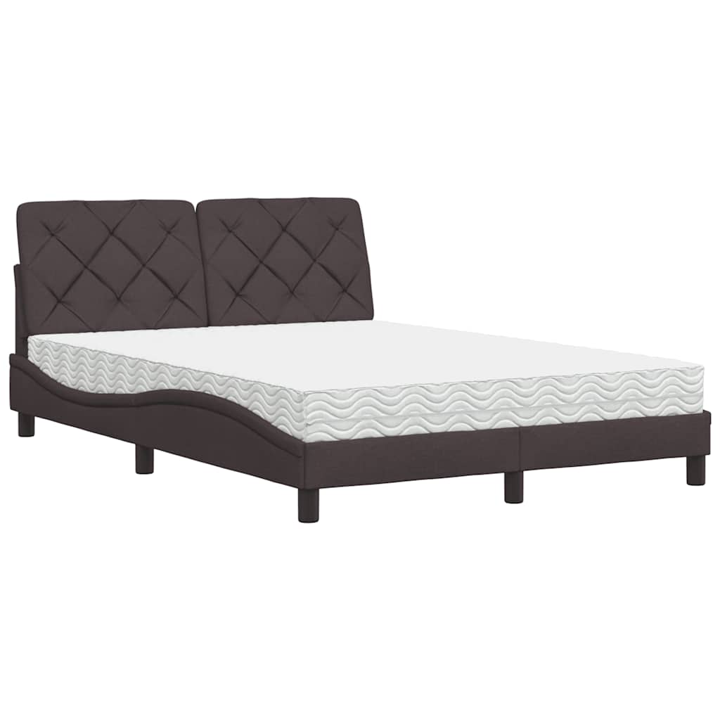 Letto con Materasso Marrone Scuro 140x190cm Tessuto