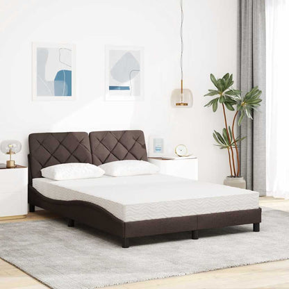 Letto con Materasso Marrone Scuro 140x190cm Tessuto