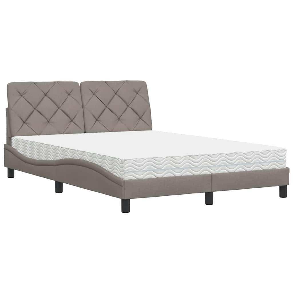 Letto con Materasso Tortora 140x190 cm in Tessuto - homemem39