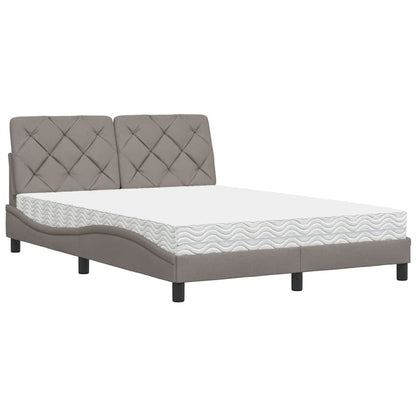 Letto con Materasso Tortora 140x190 cm in Tessuto