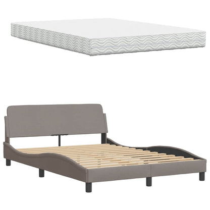 Letto con Materasso Tortora 140x190 cm in Tessuto
