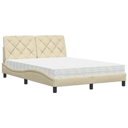 Letto con Materasso Crema 140x19 cm in Tessuto - homemem39