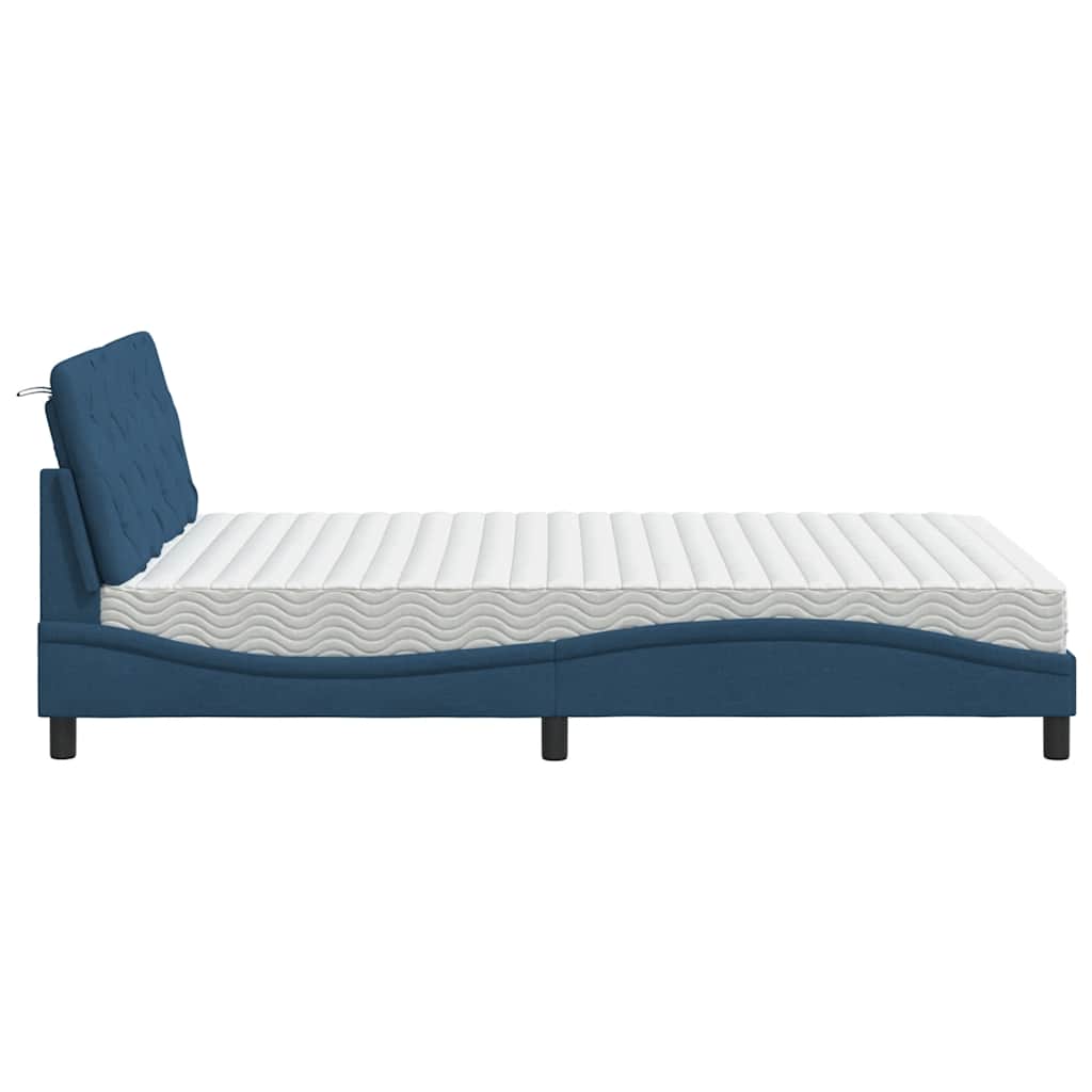 Letto con Materasso Blu 140x190 cm in Tessuto