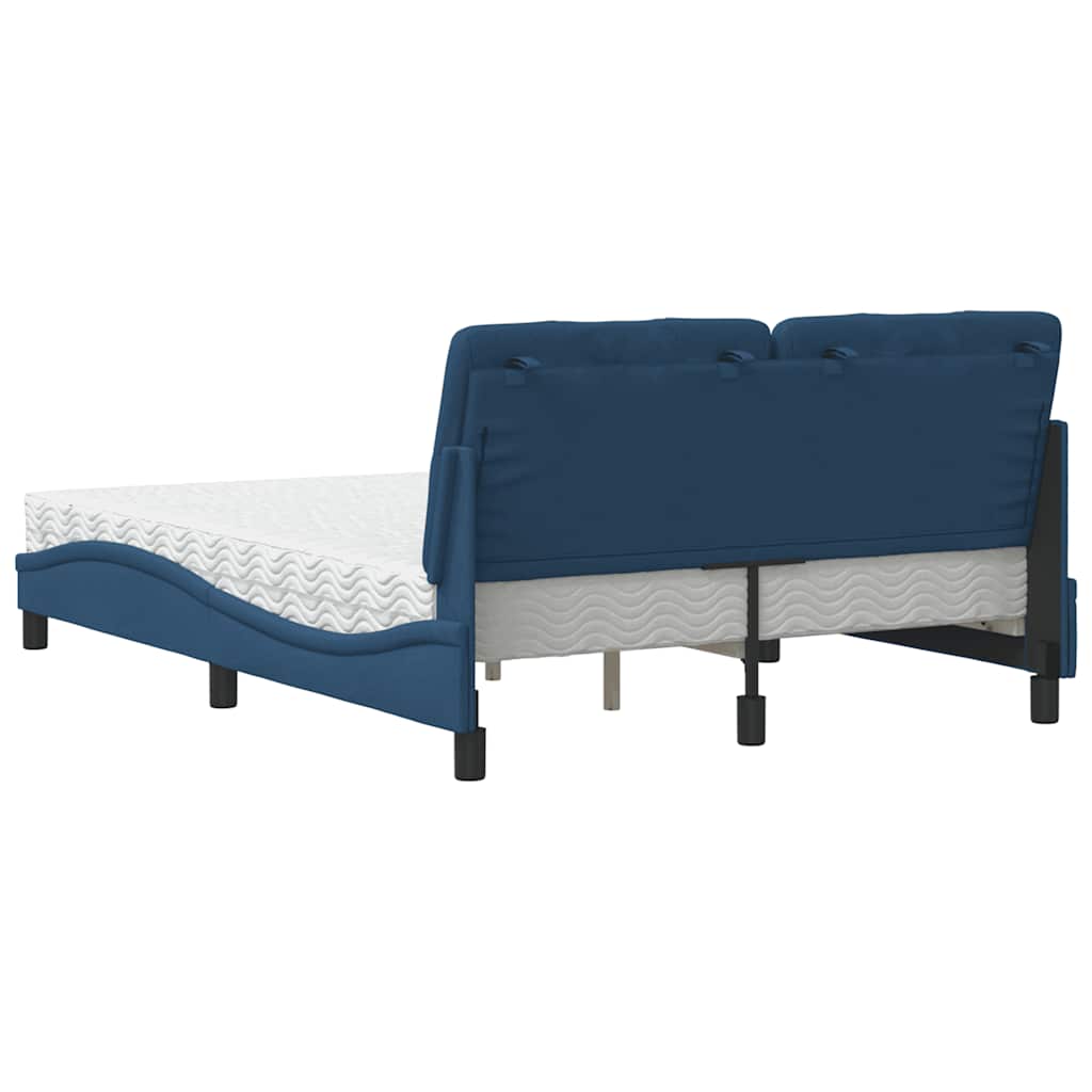 Letto con Materasso Blu 140x190 cm in Tessuto - homemem39