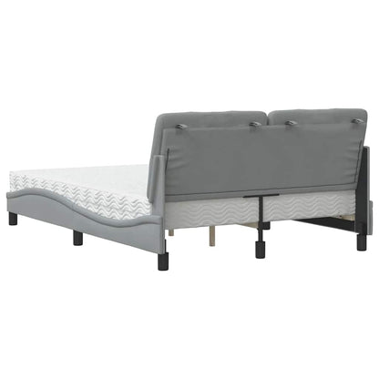 Letto con Materasso Grigio Chiaro 140x200cm Tessuto - homemem39