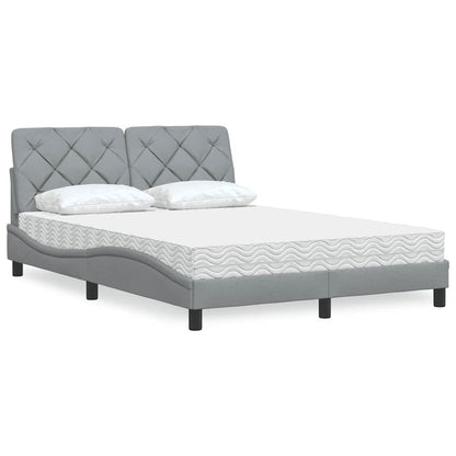 Letto con Materasso Grigio Chiaro 140x200cm Tessuto - homemem39