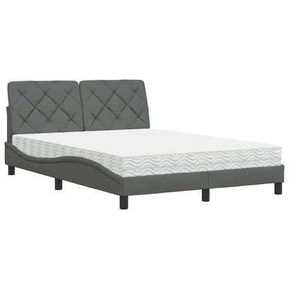 Letto con Materasso Grigio Scuro 140x200cm Tessuto - homemem39