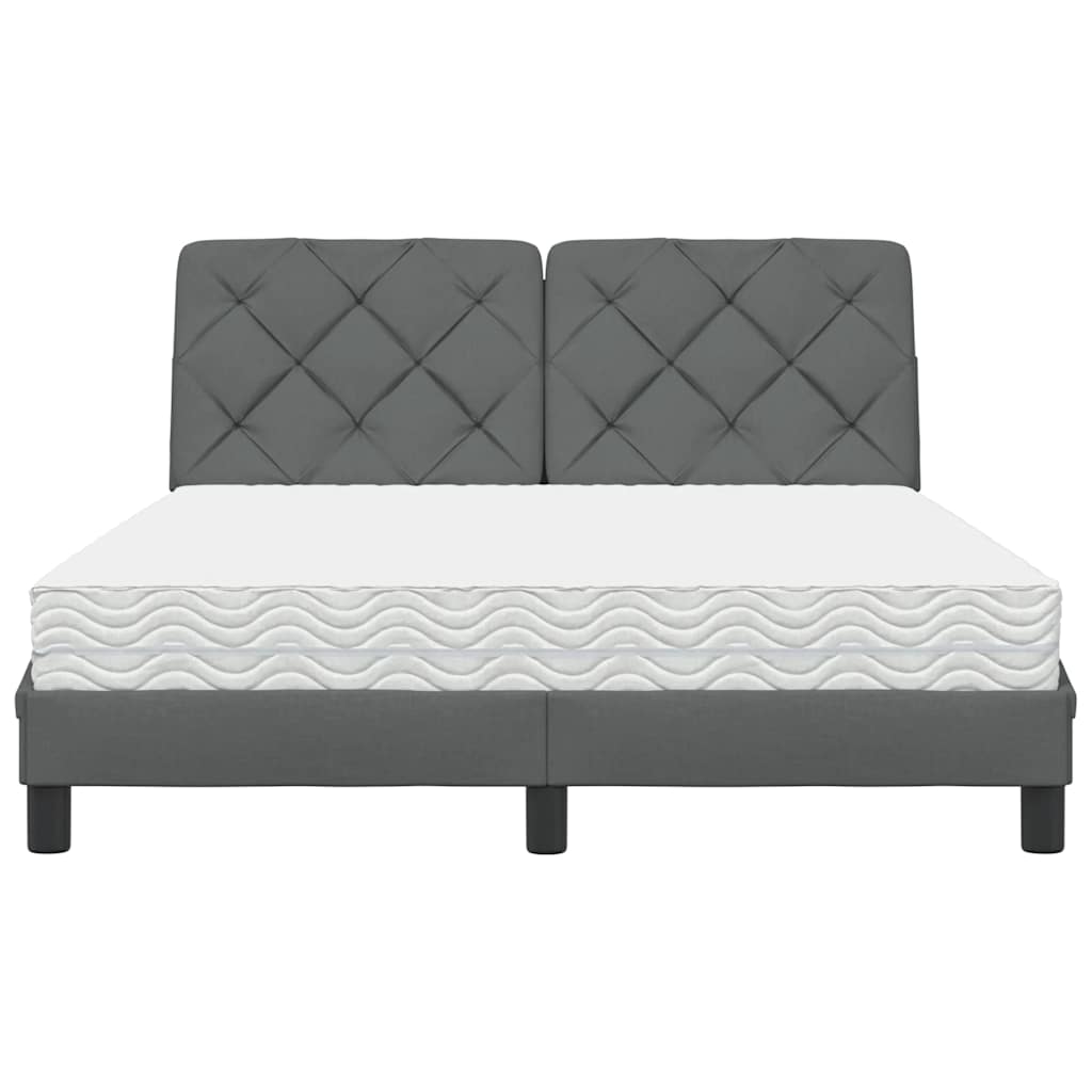 Letto con Materasso Grigio Scuro 140x200cm Tessuto - homemem39