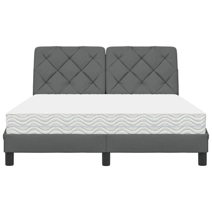 Letto con Materasso Grigio Scuro 140x200cm Tessuto - homemem39