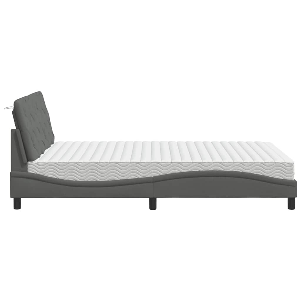 Letto con Materasso Grigio Scuro 140x200cm Tessuto - homemem39