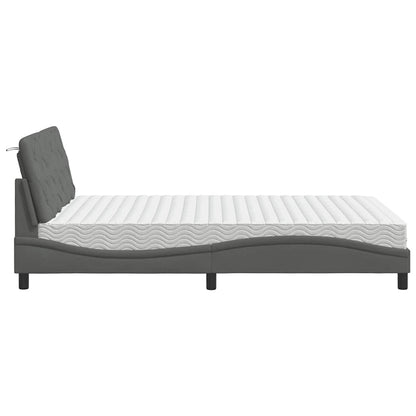 Letto con Materasso Grigio Scuro 140x200cm Tessuto - homemem39