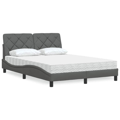 Letto con Materasso Grigio Scuro 140x200cm Tessuto - homemem39