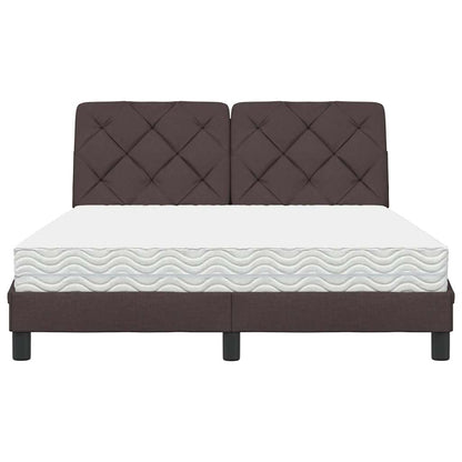 Letto con Materasso Marrone Scuro 140x200cm Tessuto
