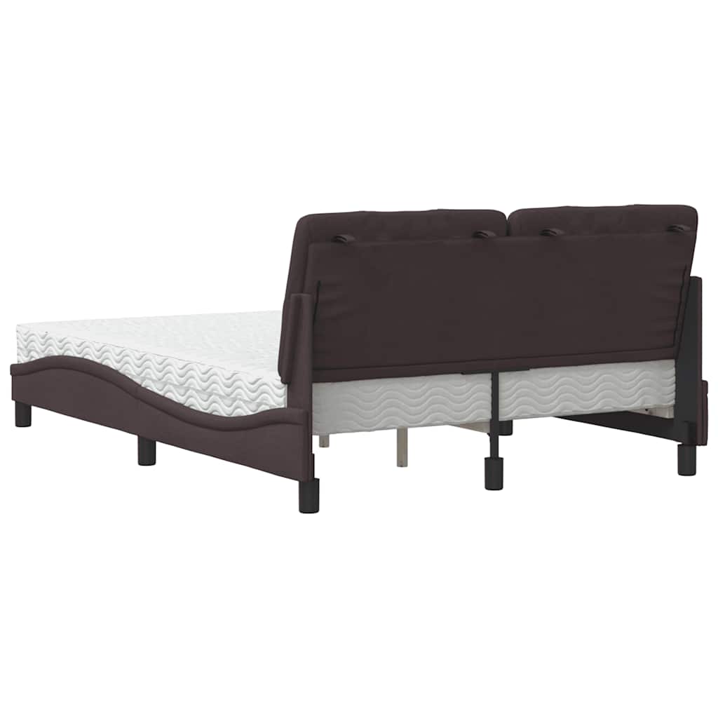 Letto con Materasso Marrone Scuro 140x200cm Tessuto