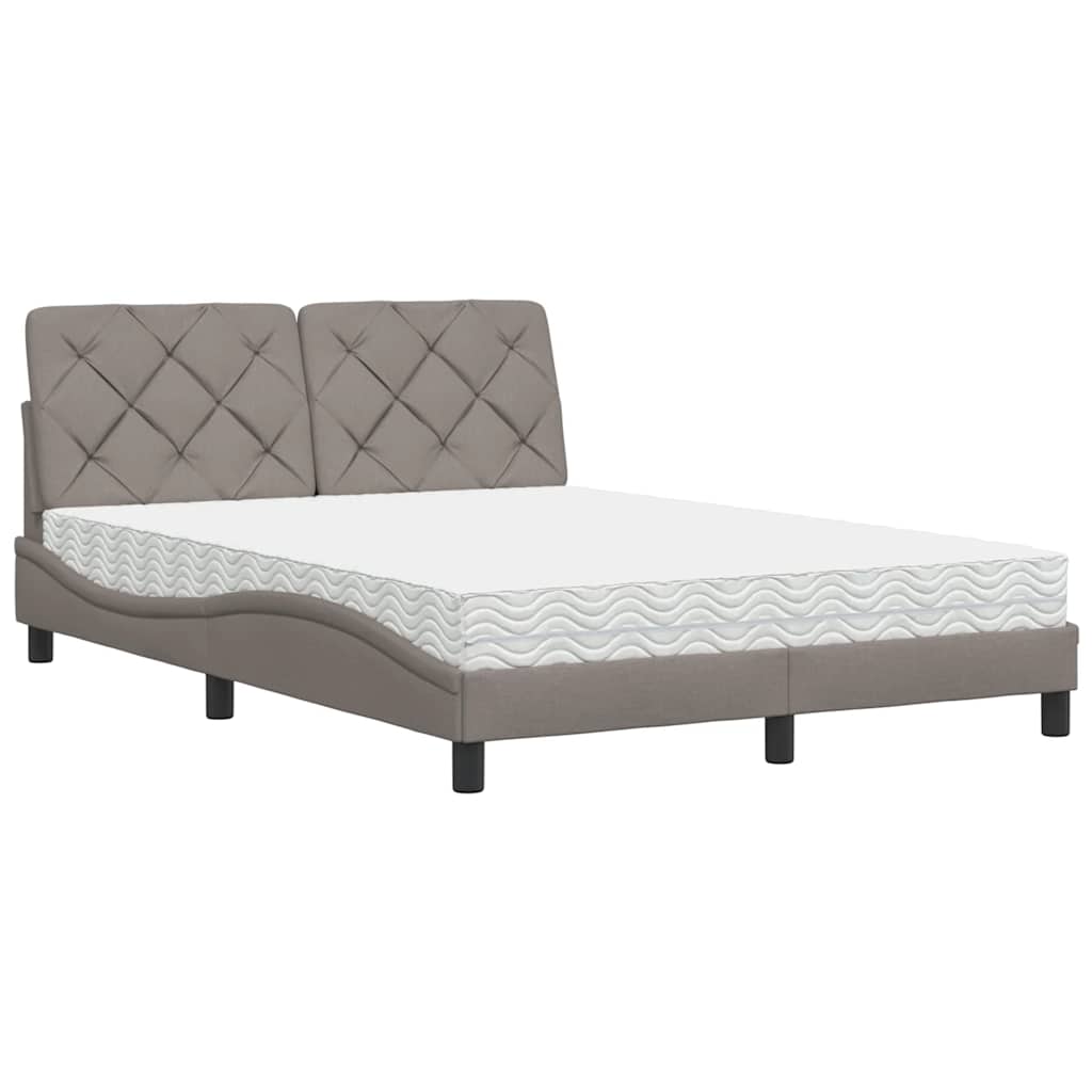 Letto con Materasso Tortora 140x200 cm in Tessuto