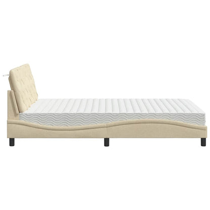 Letto con Materasso Crema 140x200 cm in Tessuto - homemem39