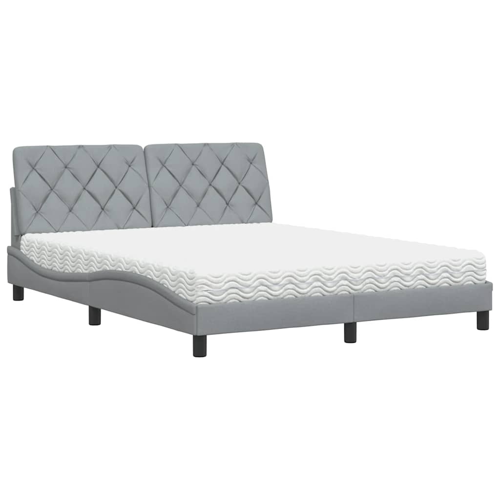Letto con Materasso Grigio Chiaro160x200 cm Tessuto - homemem39