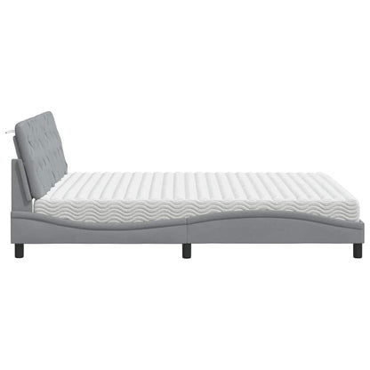 Letto con Materasso Grigio Chiaro160x200 cm Tessuto