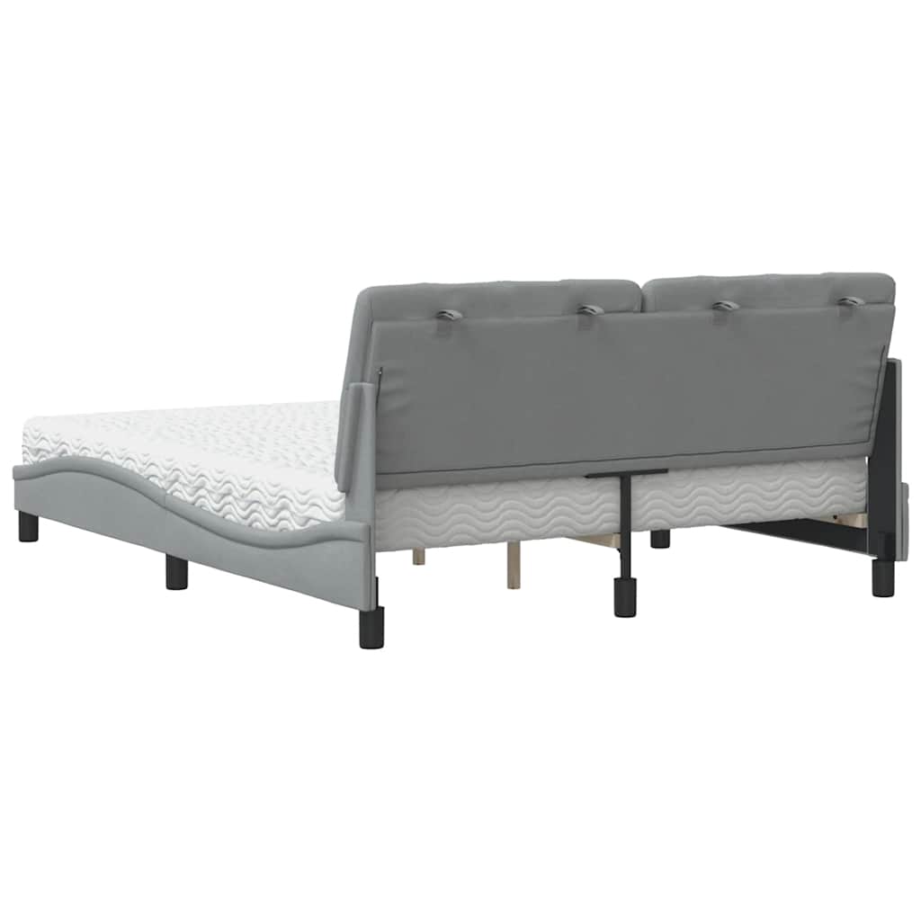 Letto con Materasso Grigio Chiaro160x200 cm Tessuto