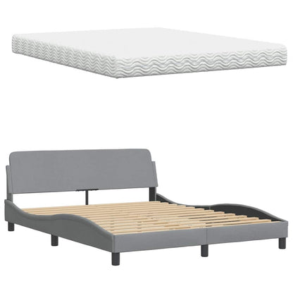 Letto con Materasso Grigio Chiaro160x200 cm Tessuto