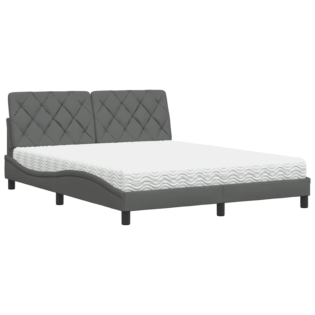 Letto con Materasso Grigio Scuro 160x200 cm Tessuto