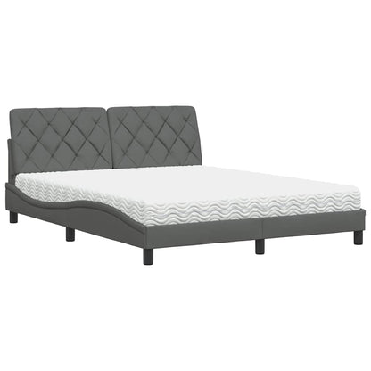 Letto con Materasso Grigio Scuro 160x200 cm Tessuto