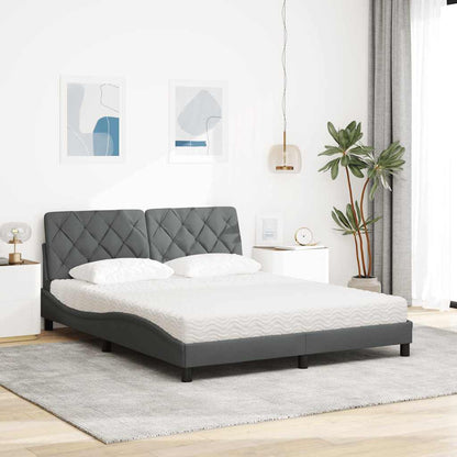 Letto con Materasso Grigio Scuro 160x200 cm Tessuto - homemem39