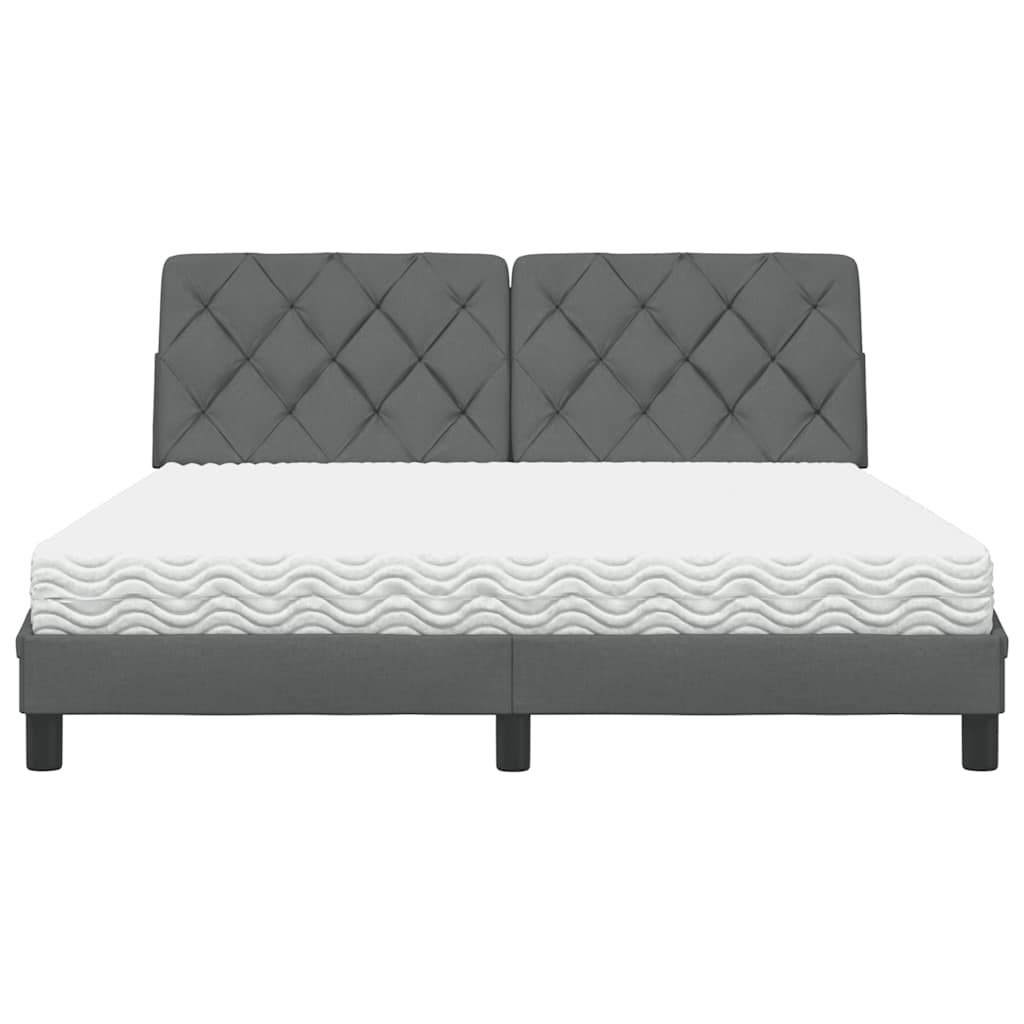 Letto con Materasso Grigio Scuro 160x200 cm Tessuto - homemem39