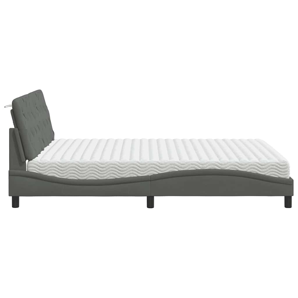 Letto con Materasso Grigio Scuro 160x200 cm Tessuto