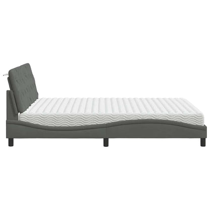 Letto con Materasso Grigio Scuro 160x200 cm Tessuto