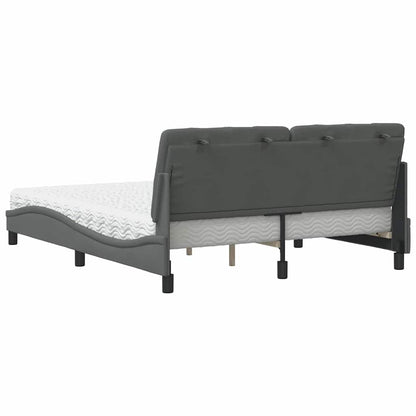 Letto con Materasso Grigio Scuro 160x200 cm Tessuto