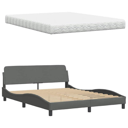 Letto con Materasso Grigio Scuro 160x200 cm Tessuto