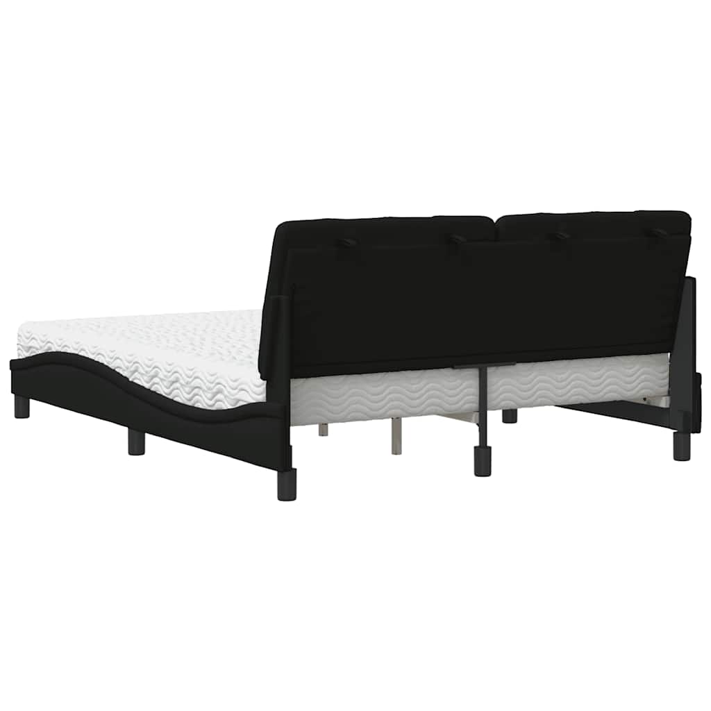 Letto con Materasso Nero 160x200 cm in Tessuto - homemem39