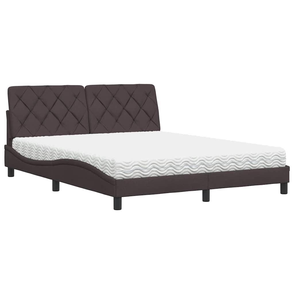Letto con Materasso Marrone Scuro 160x200cm Tessuto | homemem39