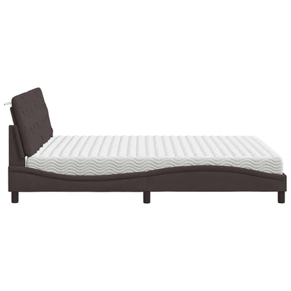 Letto con Materasso Marrone Scuro 160x200cm Tessuto | homemem39