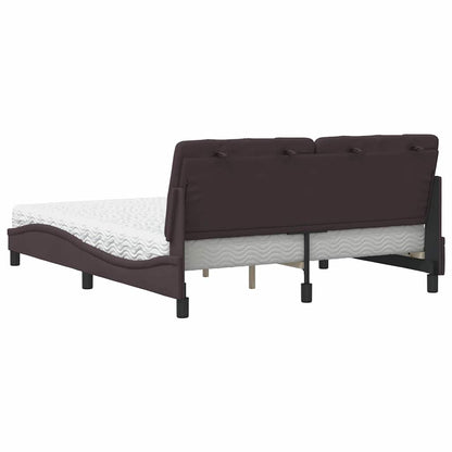 Letto con Materasso Marrone Scuro 160x200cm Tessuto | homemem39