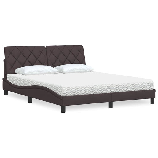 Letto con Materasso Marrone Scuro 160x200cm Tessuto