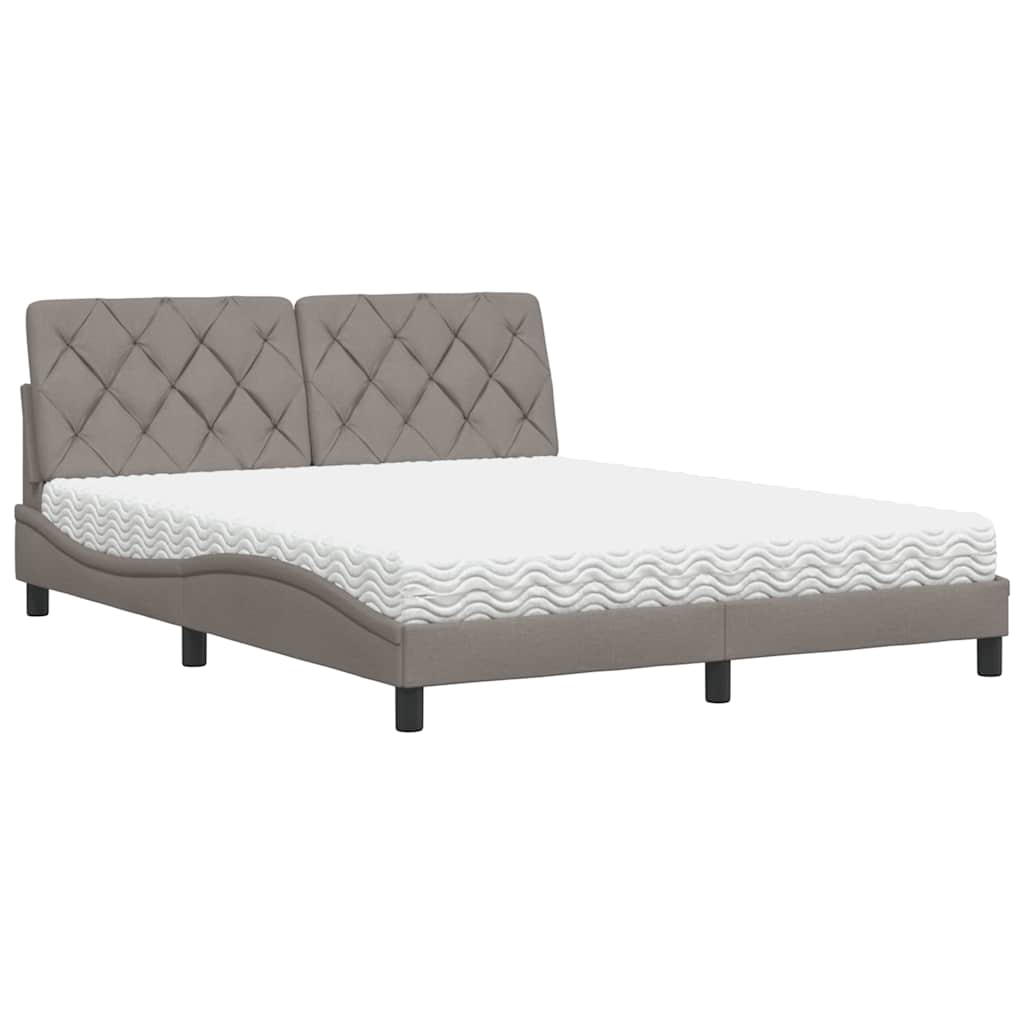 Letto con Materasso Tortora 160x200 cm in Tessuto - homemem39