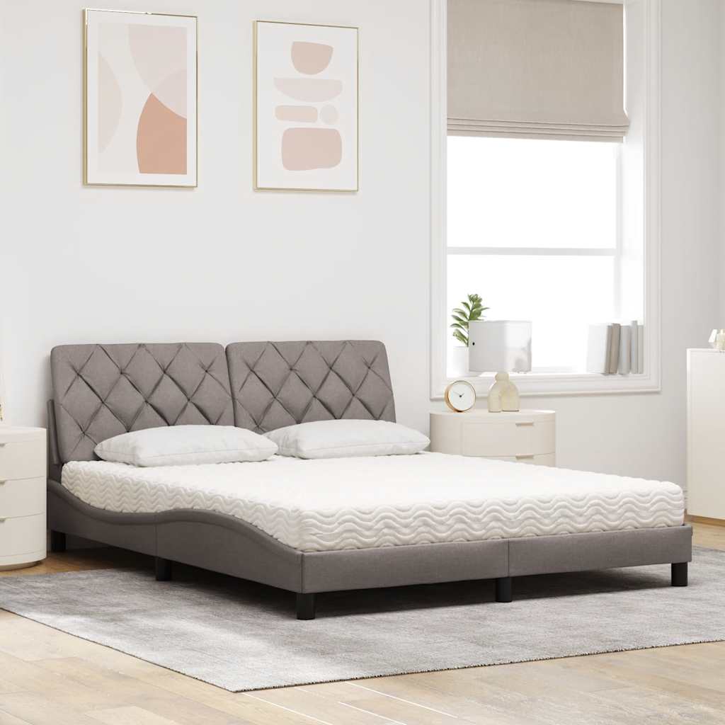 Letto con Materasso Tortora 160x200 cm in Tessuto - homemem39