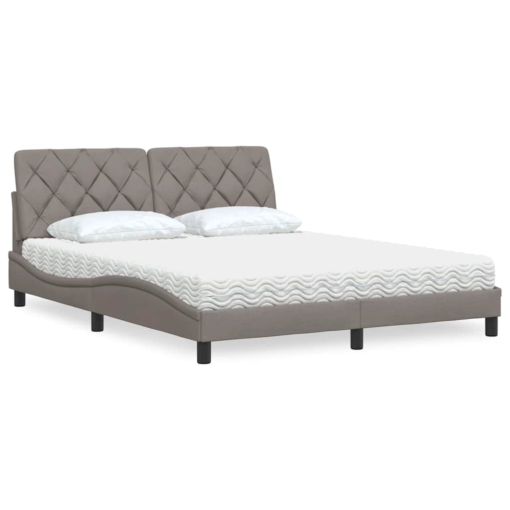 Letto con Materasso Tortora 160x200 cm in Tessuto - homemem39