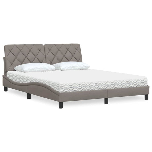 Letto con Materasso Tortora 160x200 cm in Tessuto - homemem39