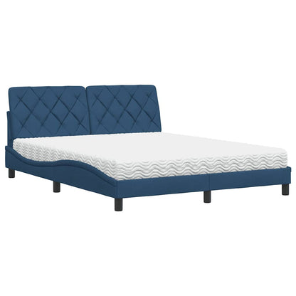 Letto con Materasso Blu 160x200 cm in Tessuto - homemem39