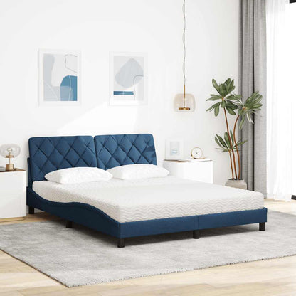 Letto con Materasso Blu 160x200 cm in Tessuto - homemem39