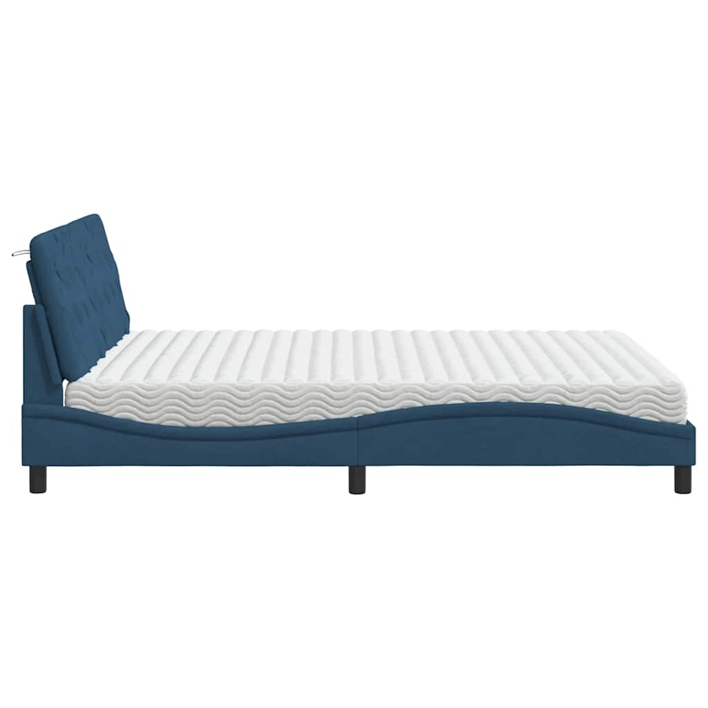 Letto con Materasso Blu 160x200 cm in Tessuto - homemem39
