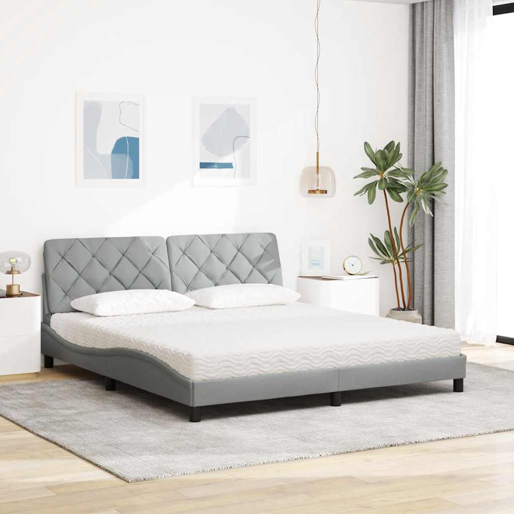 Letto con Materasso Grigio Chiaro180x200 cm Tessuto - homemem39