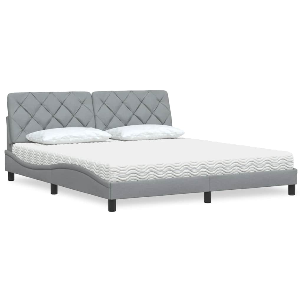 Letto con Materasso Grigio Chiaro180x200 cm Tessuto - homemem39