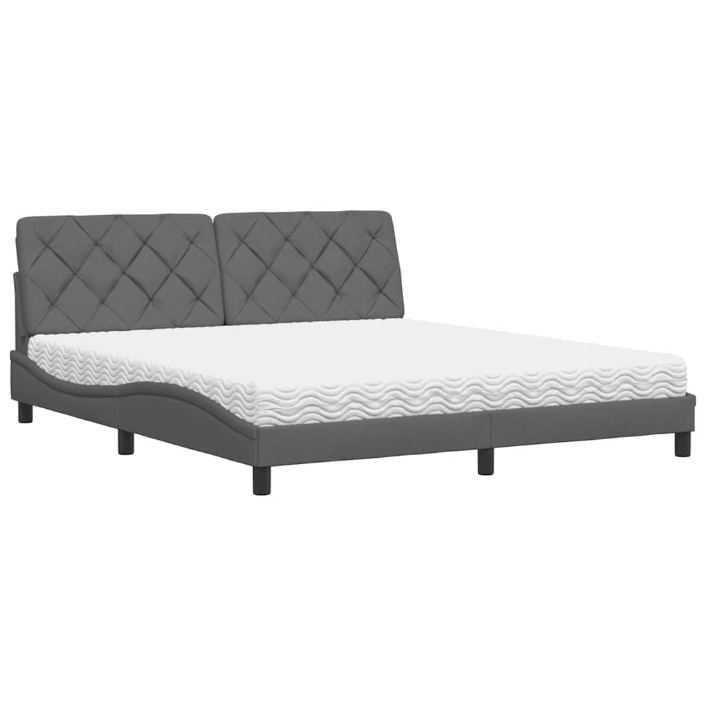 Letto con Materasso Grigio Scuro 180x200 cm Tessuto