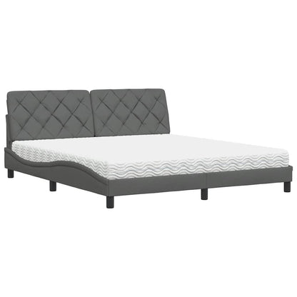 Letto con Materasso Grigio Scuro 180x200 cm Tessuto