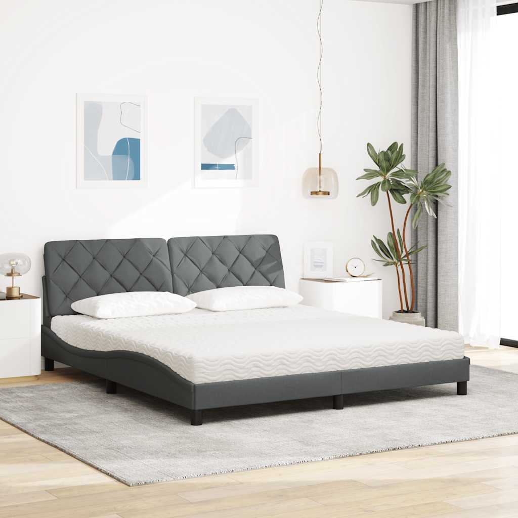 Letto con Materasso Grigio Scuro 180x200 cm Tessuto